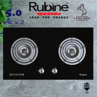Rubine RGH-VISTA2B-BL Glass Gas Hob Cast Iron Pan Support  10.0KW Dapur Kaca Kitchen Stove Battery I