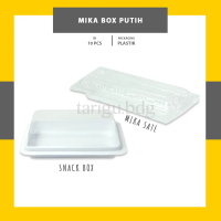 MIKA SNACK BOX PUTIH 10PCS - MIKA KUE BASAH PLASTIK MIKA WADAH JAJANAN PASAR - WADAH MAKANAN SNACK B