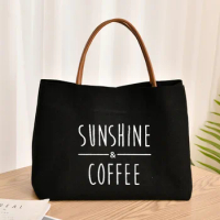 Sunshine and Coffee Tote Bag Gifts for Friends Women Lady Canvas Beach Bag Shopping Bag Book Bag Customize Dropshipping