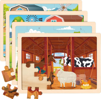 4 Packs Puzzles for Kids Ages 4-6 Wooden Animals Jigsaw Puzzles for Toddlers Ages 2-4 Preschool Educ