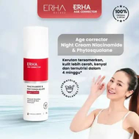ERHA Age Corrector Night Cream Moisturizer - Krim Pelembab Wajah Malam Anti Aging Penuaan, 30 g / BP