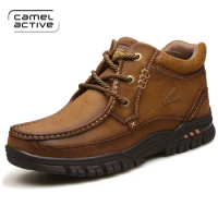 Camel Active New British Retro Add Wool Men Boots Genuine Leather Motorcycle Boots 2018 Snow Boots Fashion Zapatillas Hombre