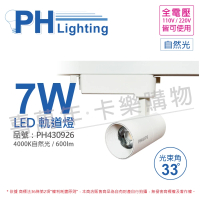 【Philips 飛利浦】2入組 LED ST033T 7W 4000K 自然光 33D 全電壓 白殼 軌道燈_PH430926