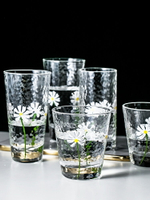 日式錘紋玻璃杯透明好看杯子家用果汁飲料牛奶杯創意ins可愛水杯