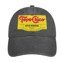 Topo Chico agua mineral worn and washed logo (sparkling mineral water) Classic Cowboy Hat Hat Man Luxury Mens Hat Women'S