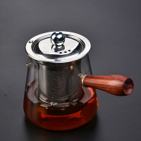 家用功夫茶具側把花梨木玻璃茶壺耐熱花茶壺加厚泡茶器不銹鋼過濾