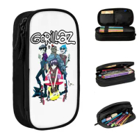 Fashion Gorillaz Rock Band Pencil Case Pencilcases Pen Box for Student Big Capacity Bag School Supplies Gift Accessories