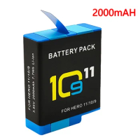 For GoPro Hero 10 HERO11 HERO 9 Li-ion Battery Pack Motion Camera Battery Storage for GoPro Hero9 Rechargeable Batteries 2000mAh