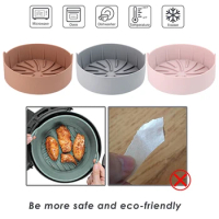 Silicone Pot Food Safe Silicone Material Air Fryer Accessory Coffee/Gray/Pink Round Air Fryer Replacement Basket Drop Shipping