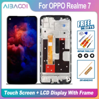 AiBaoQi Brand New For OPPO Realme 7 RMX2155 LCD Display Screen Touch Digitizer Assembly For Realme 7 With Frame Replace