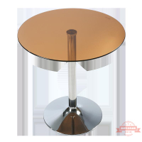 鋼化玻璃咖啡色小圓桌子簡約洽談桌椅組合接待圓形休閑小戶型餐桌