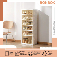 【BISA COD】BONBOX Rak Sepatu 6 Susun Tertutup Box Sepatu Lemari Sepatu Minimalis Pintu Transparan Ser