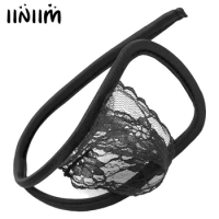 Sexy Lingerie for Men's Panties Hollow Out See-through Floral Lace Invisible C-String Underpants Sissy Underwear Strapless Thong