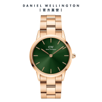 Daniel Wellington DW 手錶 Iconic Link Emerald 36mm森林綠精鋼錶 玫瑰金 DW00100419