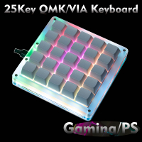 (มีในสต็อก) QMK Keyboard ผ่าน Macro Keyboard Macropad 25Keys White Blank Keyboard Cherry Switch RGB Backlight Programming Keypad Window Mac **