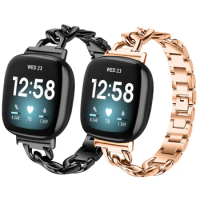 Essidi 2023 New Stainless Steel Watch Band For Fitbit Versa 3 4 Metal Wrist Bracelet Strap Chain For Sense 2 Cowboy Correa