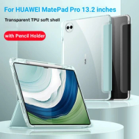 Case For Huawei MatePad Pro 13.2 inch PCE-W30 Transparent Silicone TPU Back Cover for MatePad Pro 13.2 2023 with Pencil Holder