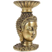 Candlestick Retro Decor Tealight Holder Buddha Statue/God Style Figurine Resin Decorative Base Religious Stand