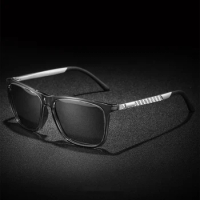 Al-mg Alloy Square Carbon Fiber Sun Glasses Polarized Mirror Sunglasses Custom Made Myopia Minus Prescription Lens -1 to -6