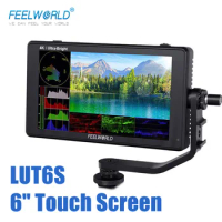 FEELWORLD LUT6S 6 Inch 2600nits Monitor 3D LUT HDR Touch Screen DSLR Camera Field Monitor 3G-SDI 4K HDMI Waveform Histogram