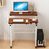 可站立電腦桌臺式簡易帶輪辦公桌家用床邊桌簡約移動升降學習桌子