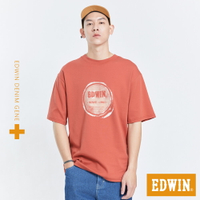EDWIN PLUS+ 圓LOGO短袖T恤-男款 淺灰桔 #丹寧服飾特惠