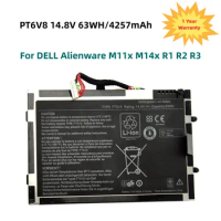 PT6V8 Laptop Battery for DELL Alienware M11x M14x R1 R2 R3 P18G T7YJR 8P6X6 08P6X6 14.8V 63WH