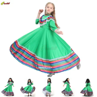 Halloween Costume Girls Mexican Folk Dress Birthday Party Cosplay Costume Kids Child Mexico Flamenco Dance Dress