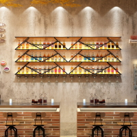 熱賣工業風吧臺發光紅酒架酒吧酒櫃創意壁掛靠墻上鐵藝餐廳置物架
