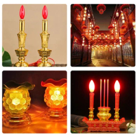 1Pc LED Altar Bulb E12/E14 Red Candle Buddha Lamp Temple Decorative Lamp Buddha Bead Decorative Lamp