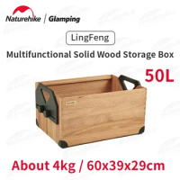 Nature-hike Camping Accessories Storage Box 50L Solid Wood Stackable Picnic Box Outdoor Travel Picnic Sundries Storage Basket