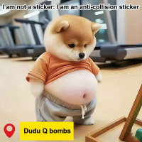 1/5 unit 3D Cute Puppy Sticker Squeezeable Shiba Inu Sticker peti sejuk hiasan dinding silikon pelek