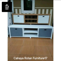 Lemari Tv Meja Rotan Sintetis Laci 2 Dvd