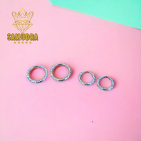 Anting gipsi/bulat silver/perak 925 lapis emas putih GP1