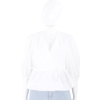 SEE BY CHLOE 簍空布蕾絲白色和風綁帶上衣