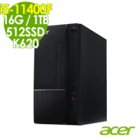 【Acer 宏碁】ATC-1650 獨顯繪圖電腦 i5-11400F/K620 2G/16G/512SSD+1TB/W10(11代i5六核心 獨顯)