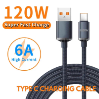 120W Super Fast Charging Cable Type C Data Wire USB C Super Charge Phone Cable Black Accessories