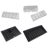 Profession Casino Game Accessory Transparent Chip Tray 5 Rows 100 Pieces Chips Container Holder Chips Storage Box