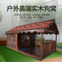 Outdoor kennel solid wood waterproof large dog kennel waterproof kennel pet villa winter outdoor dog house