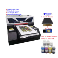 Automatic dtg A3 dark T-shirt printer Touch screen Jeans textile fabric print machine with for US brand Dupont Textile ink set