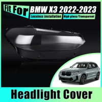 Pair Headlight Covers For BMW X3 X4 2022-2023 G08 Head Light Caps Transparent Front Lens Fog Lampshade Headlamps Car Accessories