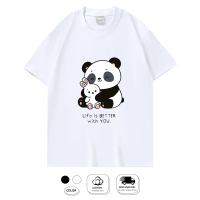 Áo phông gấu trúc cute life is better 1 mặt màu trắng dành cho nam và nữ size từ M đến 5XL