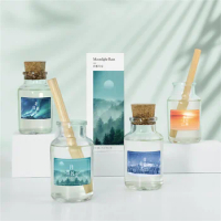 150ml Glass Natural Reed Diffuser with Sticks, Aroma Scented Diffuser Set for Home Bathroom Hotel Fireless Oil Diffuser Gift Set