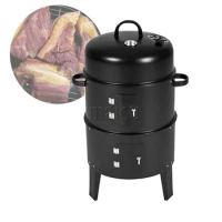Barbecue Outdoor Bbq Round Charcoal Stove Bacon Portable 3 In 1 Double Deck Oven Camping Picnic Cooking Tool