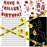 Halloween Crime Scene Decorations Kit Have A Killer Birthday Banner Body Silhouette Crime Scene Tape