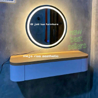 cermin LED aesthetic touchscreen layar sentuh kaca dinding meja tv gantung meja riyas aesthet