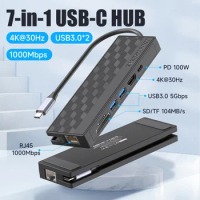 USB C Hub Gigabit Ethernet 4K HDTV 100W PD Charging OTG Adapter Splitter USB 3.0 Ports USB C Dock For IPhone 15 Pro IPad Laptop