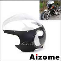 Matte Black Motorcycle 5.75" Headlight Headlamp Fairing Windscreen For Harley Sportster Dyna Cafe Racer Bobber