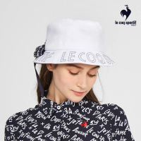 【LE COQ SPORTIF 公雞】高爾夫系列 女款白色帽沿刺繡時尚緞帶遮陽帽 QLT0J171