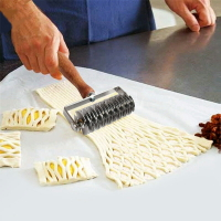 不銹鋼木柄切輪刀滾輪刀滾刀披薩派皮類適用烘培工具烘焙器具廚具